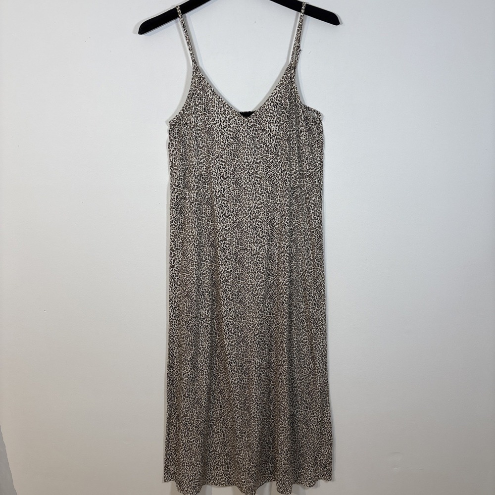 Jenni Kayne Leopard Slip Dress 100% Viscose Italian Fabric Maxi Dress XS Drapey - Picture 4 of 14